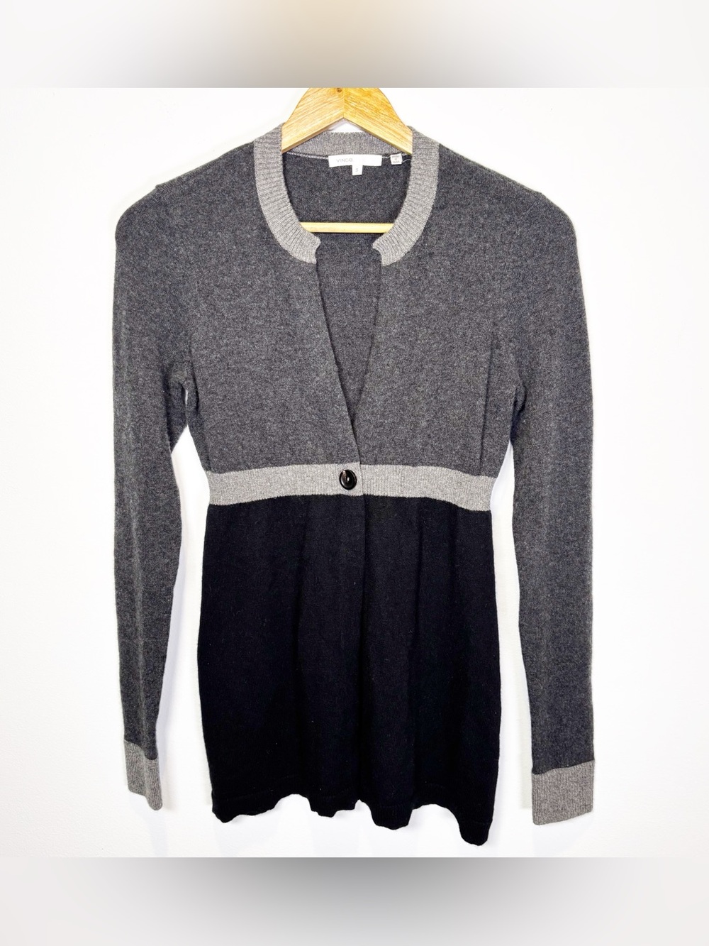 Vince Cashmere Color Block Cardigan Sweater